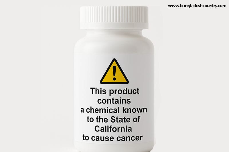 Proposition 65 cancer warning label on supplement bottle