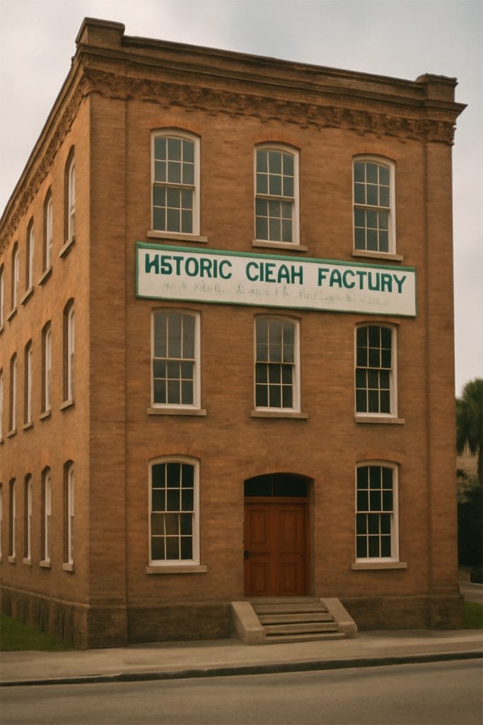 Historic cigar factory in Ybor City with original brick walls and signage