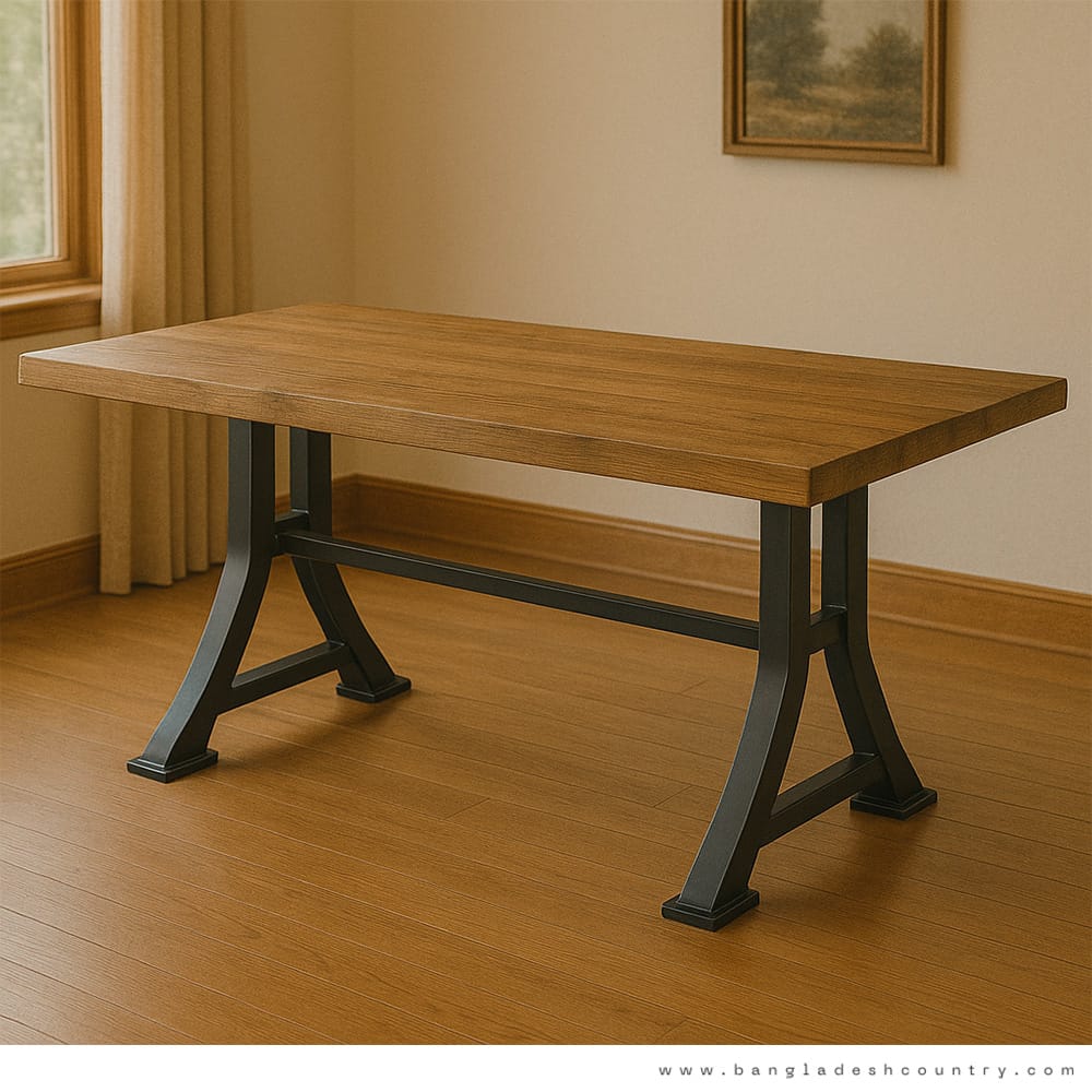 Industrial Western Table with Steel Base
