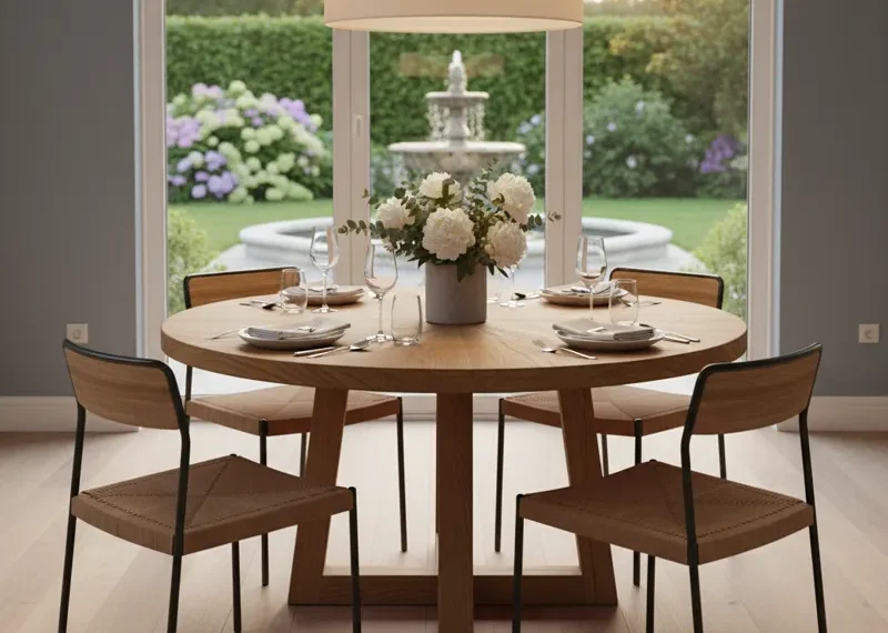 36 inch wide dining table, a space-saving furniture piece for small dining rooms or kitchen nooks, often seating 2-4 people.