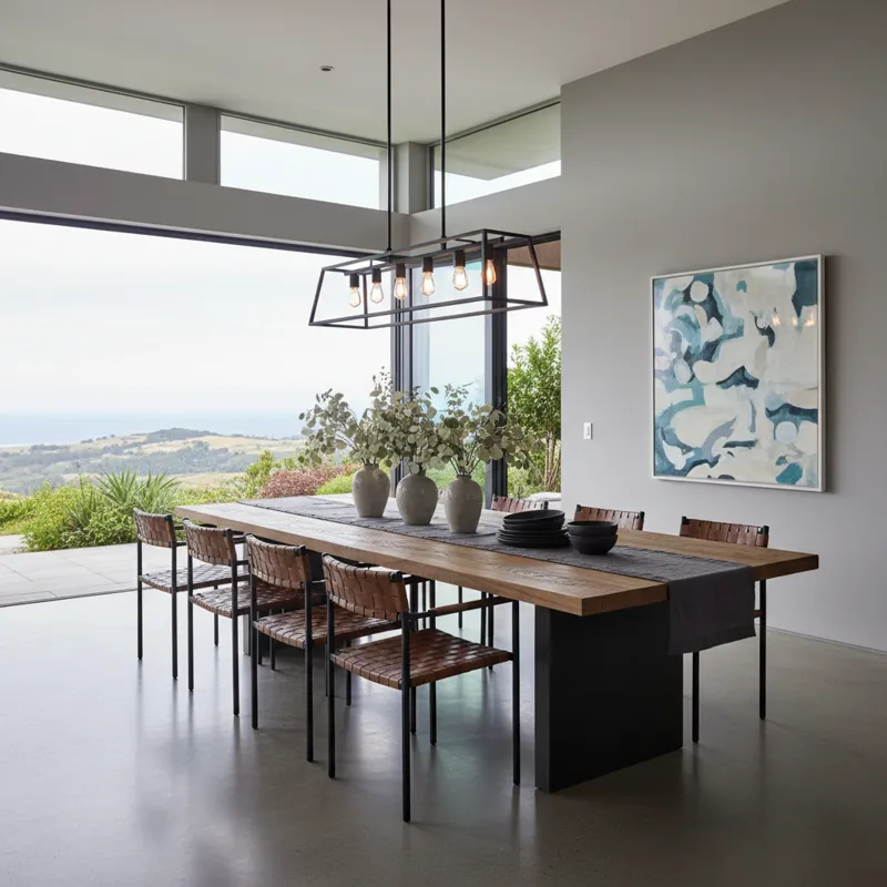 Spacious 8ft dining table made of solid wood, featuring a modern design, ideal for large family gatherings and dinner parties.