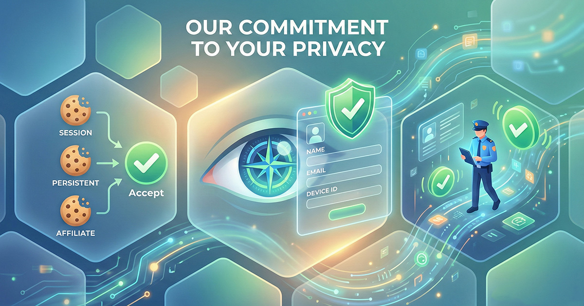 A modern digital graphic art image for the Bangladesh Country website, which signifies data protection and security. It is an abstract image featuring a user's personal data profile, a cookie tracking icon, and a security guard ensuring the integrity of the information, all in a blue and green color palette that symbolizes trust and technology.