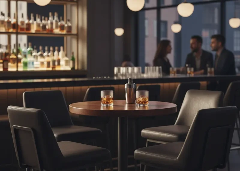 Modern bar chairs and high-top table set in a contemporary kitchen or home bar.