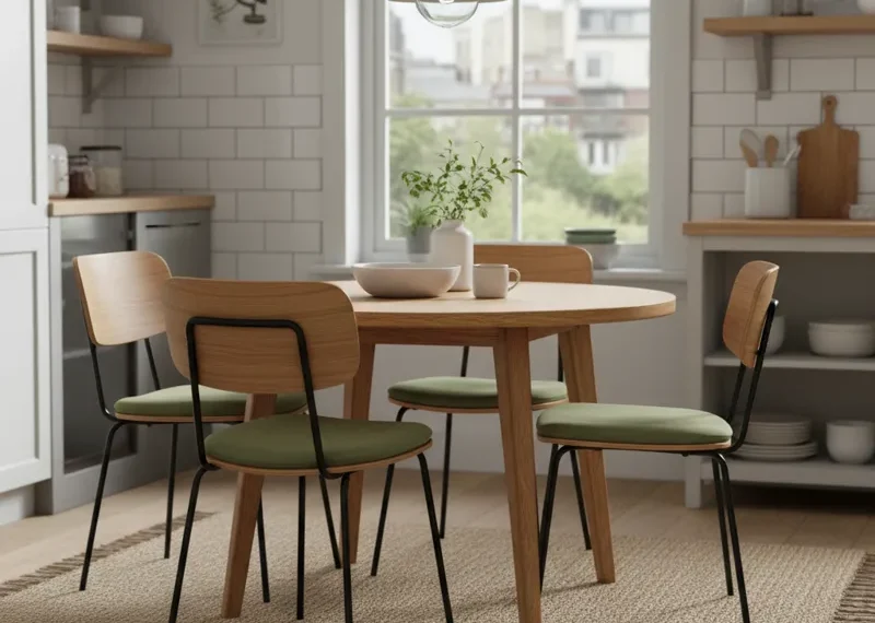 Compact dining chairs specifically designed for a small kitchen table, optimizing space in smaller dining areas.