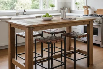 Guide to counter height table sizes with standard dimensions and seating capacity options