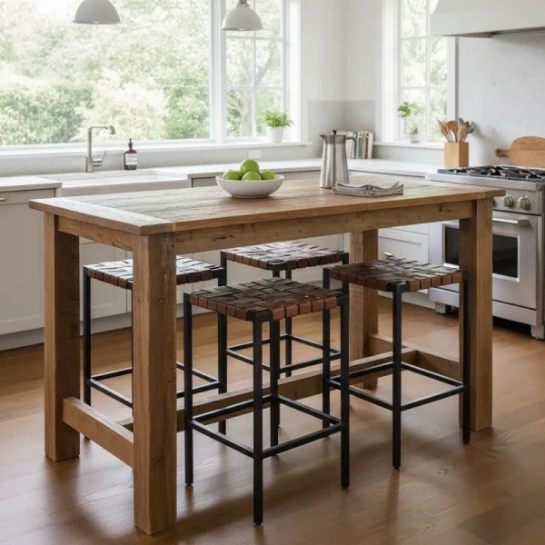 Guide to counter height table sizes with standard dimensions and seating capacity options