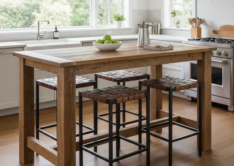 Guide to counter height table sizes with standard dimensions and seating capacity options