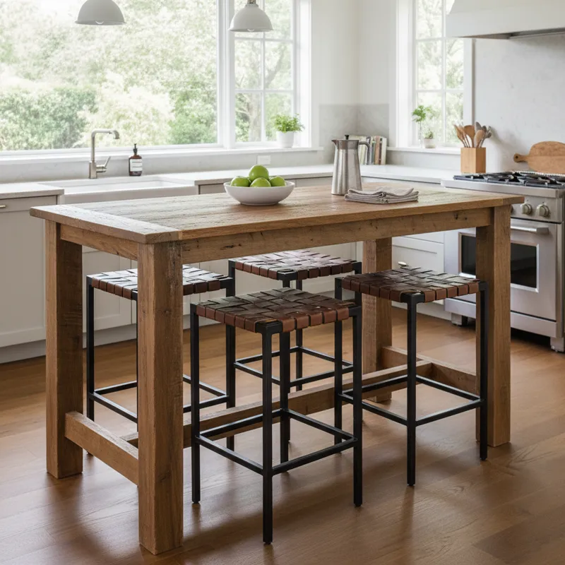Guide to counter height table sizes with standard dimensions and seating capacity options