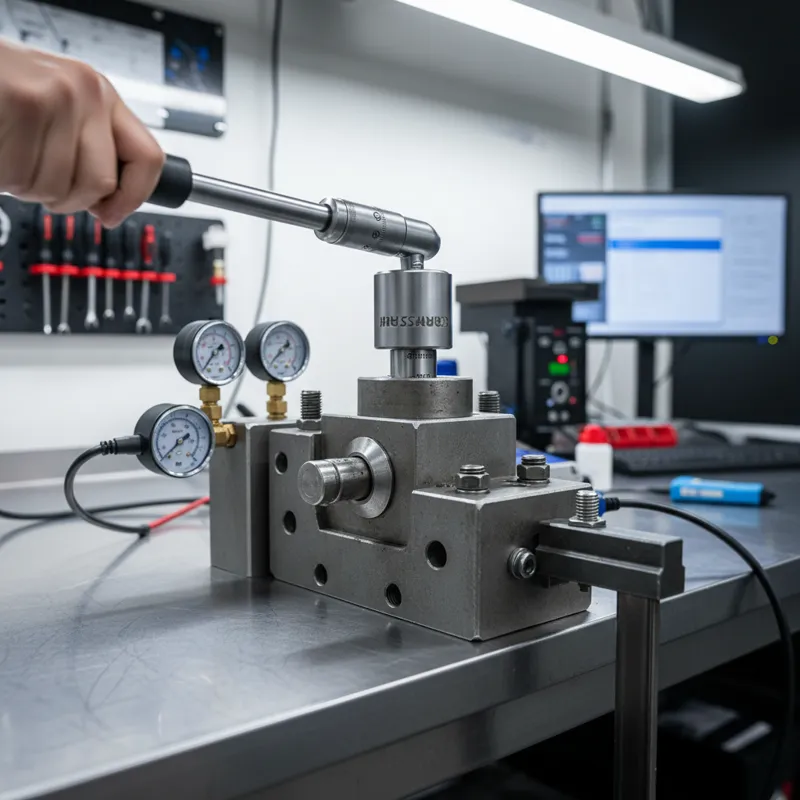 Close-up of a torque wrench attached to a Craftsman socket and bolt, demonstrating a stress test setup in a clean workshop.