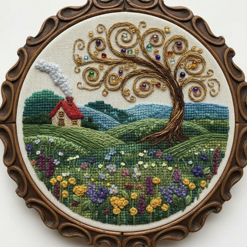 Custom needlepoint canvas featuring a personalized design, handcrafted for unique home decor or thoughtful gifts.