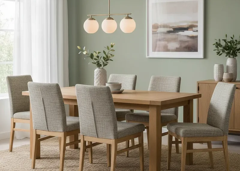 Stylish and affordable dining room chairs in a modern setting, showcasing comfort and design on a budget.