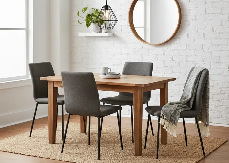 Affordable dining room set under $150 featuring a compact table and two chairs, ideal for small apartments or kitchen nooks. Budget-friendly dining furniture solution.