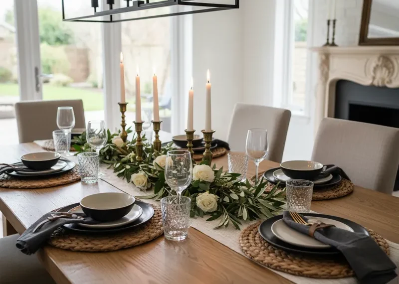 Inspiring dining table setup showcasing creative ideas for place settings, centerpieces, and lighting to enhance dining room decor and ambiance.