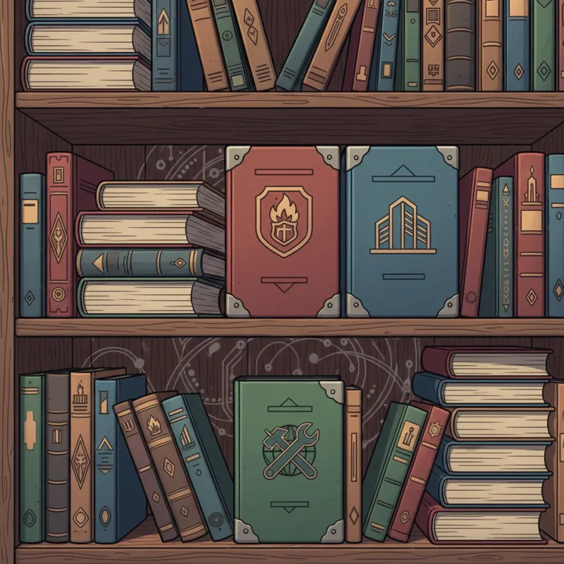 A bookshelf filled with various thick codebooks and regulations, such as NFPA, IBC, and IFC, symbolizing the complex regulatory environment of fire sa