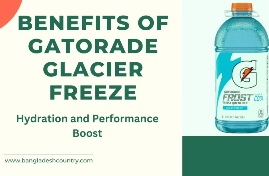 Large Gatorade Frost Glacier Freeze bottle with text outlining its benefits for hydration and performance boost.