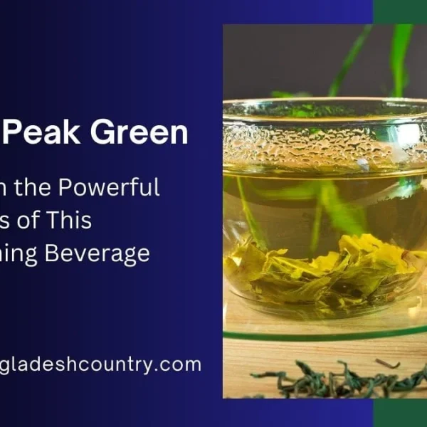 A promotional graphic for Gold Peak Green Tea. A clear glass cup of brewed green tea with leaves steeping inside is next to text that reads 'Unleash the Powerful Benefits of This Refreshing Beverage'.