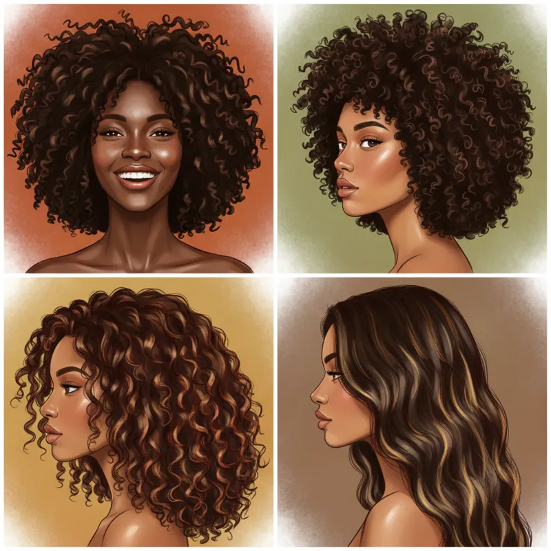 A diverse group of individuals showcasing various natural hair textures (coily, kinky, curly) looking healthy and vibrant. Perhaps some close-ups on s