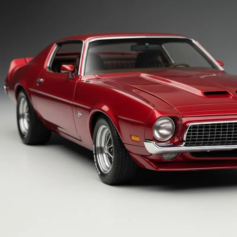 A close-up, studio-quality shot of the original 1995 Hot Wheels Toyota Supra in red. The car is on a clean, white background, highlighting its simple