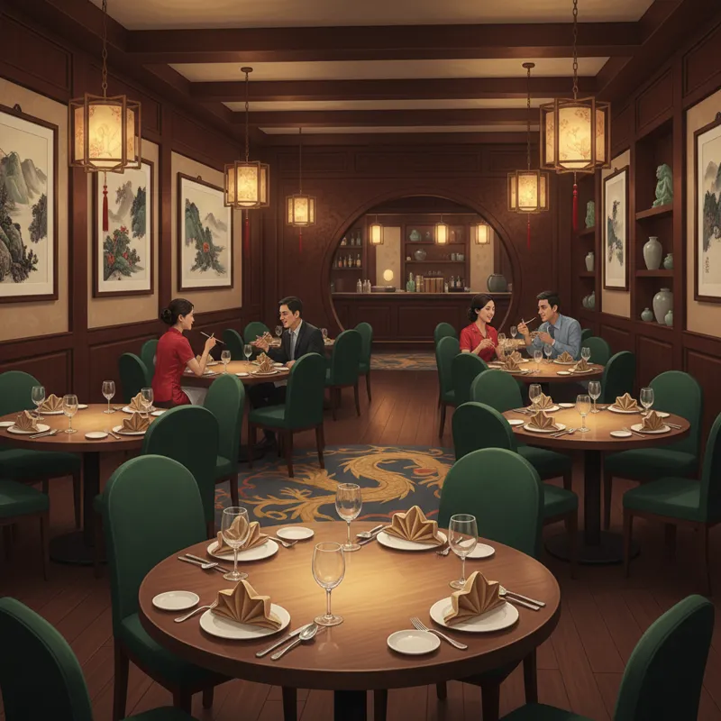 The interior of House of Wong, showcasing its elegant yet comfortable dining area. Tables are set, lighting is warm, and there are subtle decorative e
