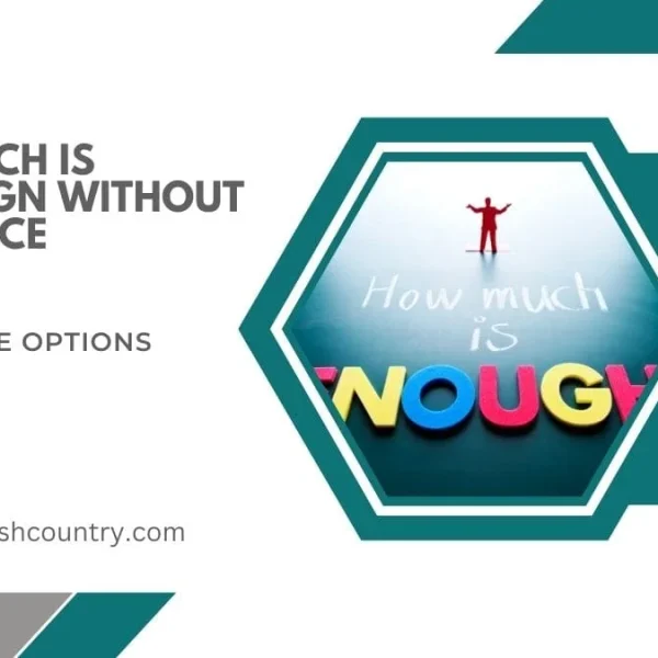 A graphic with the text 'How much is Invisalign without insurance? Affordable options await.' It features a teal hexagon design containing a small red figure standing above the words 'How much is' and colorful 3D letters spelling 'ENOUGH,' set against a dark background. The website 'www.bangladeshcountry.com' is also displayed.