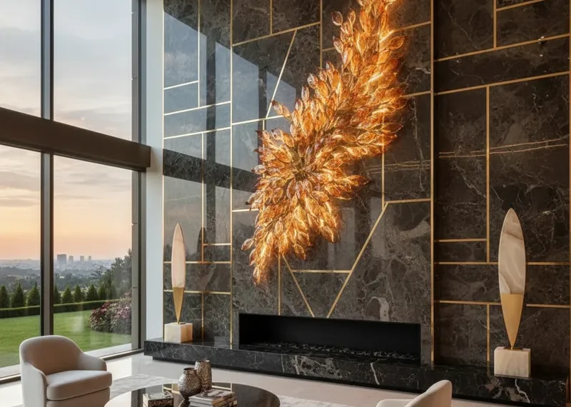 Elegant gold framed mirror with intricate detailing on a textured neutral wall, showcasing luxury wall decor in a modern interior.