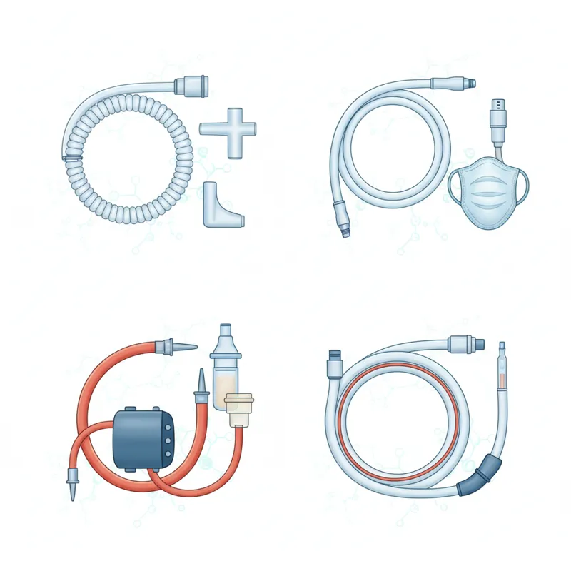 infographic showing different nebulizer tubing connection types and materials