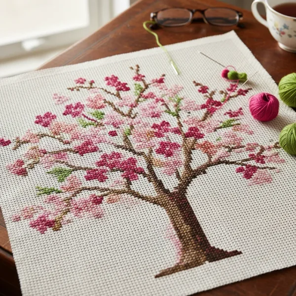 Close-up of various needlepoint canvas types including mono, interlock, and Penelope, showcasing their distinct mesh structures, textures, and gauges. The canvases are typically in natural or white colors, ready for stitching a needlepoint project.