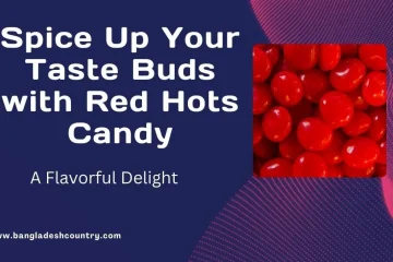 Promotional graphic for Red Hots Candy featuring a close-up of the red cinnamon candies and the text 'Spice Up Your Taste Buds with Red Hots Candy'.