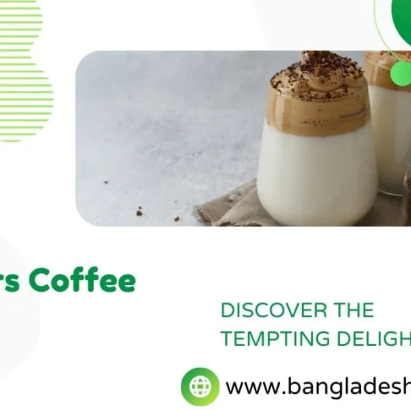Promotional banner for the Scooters Coffee Menu, featuring two glasses of whipped Dalgona-style coffee topped with chocolate shavings, set against a white background with green abstract shapes.
