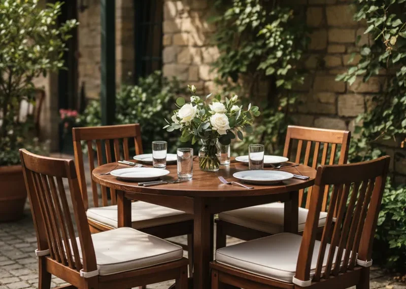 A small circular table with a modern design, ideal for compact dining areas, coffee nooks, or as a stylish side table.