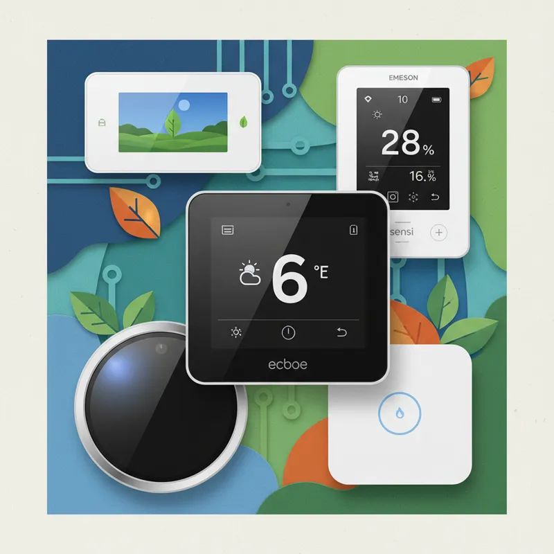 Collage of the 5 recommended smart thermostat models, clearly identifiable.