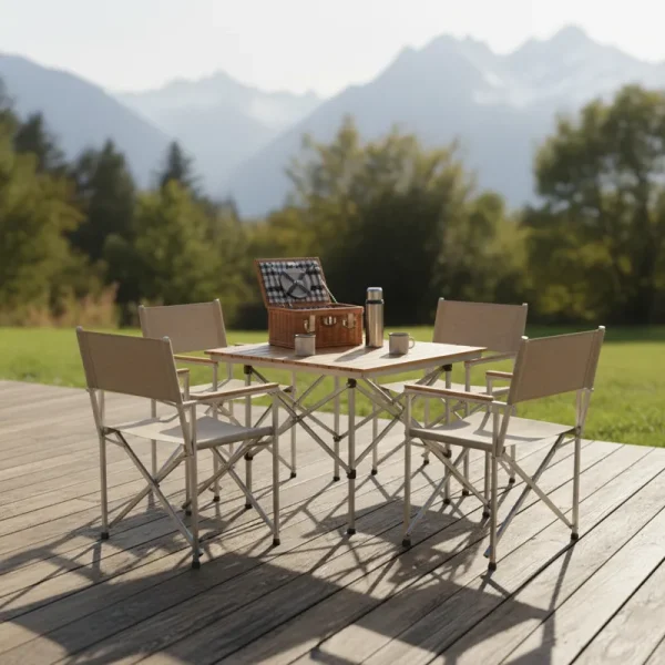Top 10 Table and 4 Folding Chairs