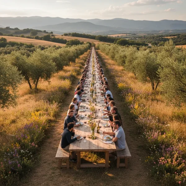 A modern, sleek, and exceptionally tall and long communal table made of light wood, ideal for high-top dining, a bar area, or a standing workstation. The narrow design maximizes space while providing ample surface area along its length.