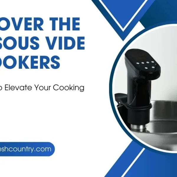 Promotional banner titled Discover the Best Sous Vide Cookers showing a black immersion circulator device clamped to a stainless steel pot.