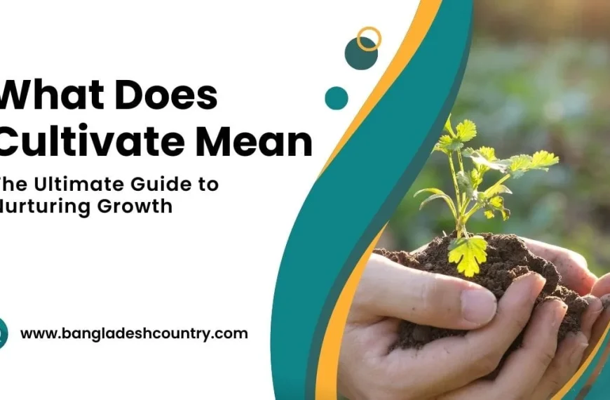 Hands gently holding a small green plant with soil, symbolizing growth and nurturing, alongside the text 'What Does Cultivate Mean: The Ultimate Guide to Nurturing Growth'.