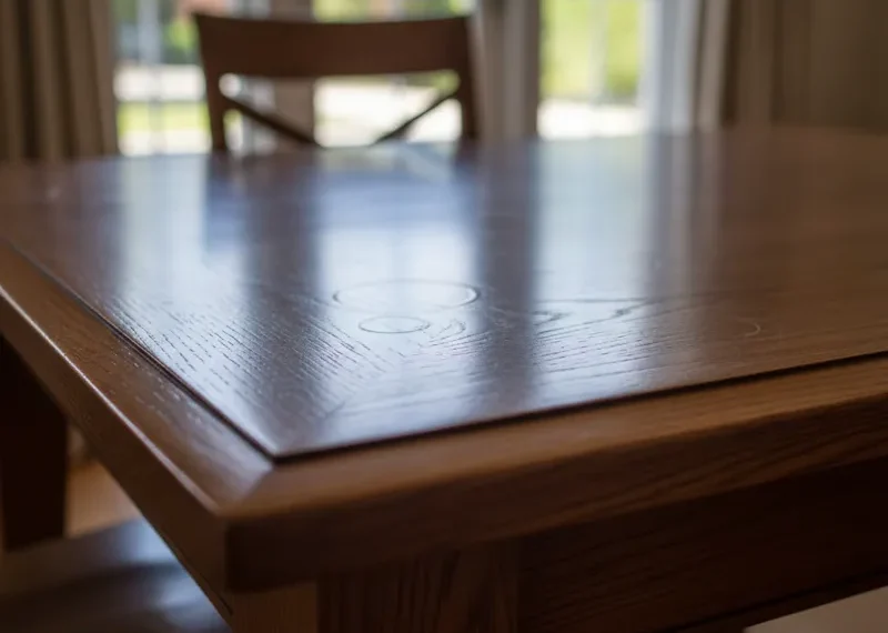 A rustic solid wood table with natural grain and sturdy legs, ideal for a dining room, living space, or farmhouse decor.